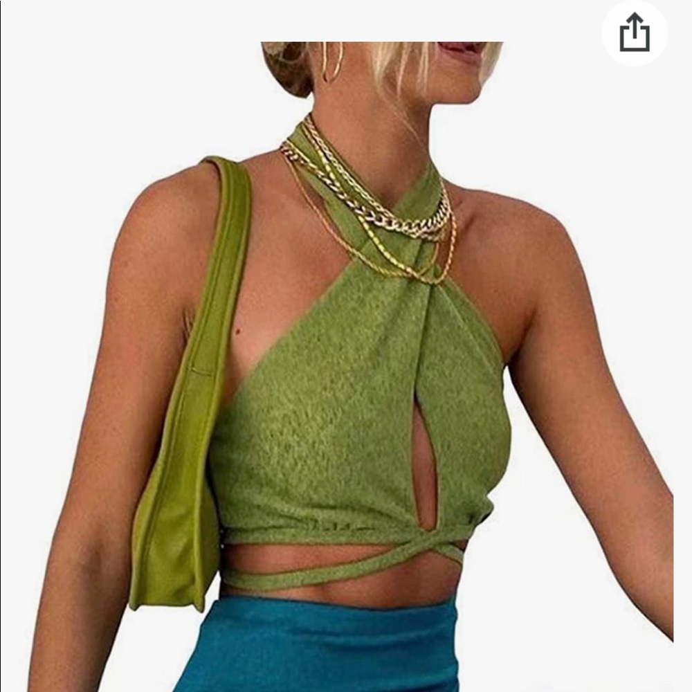 Y2K green wrap top
